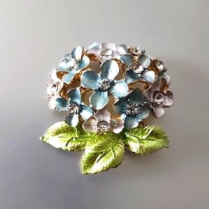 Fashion Jewelry Blue and Green Floral Brooch